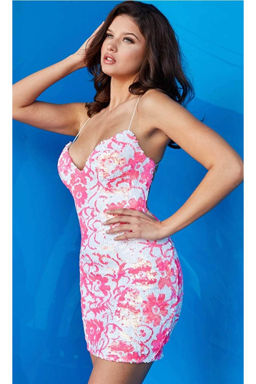 Jovani - 09740 Cocktail Dress with Laced-Up Back - Prom