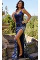 Jovani 09749 - Sequined Backless Prom Gown - Prom