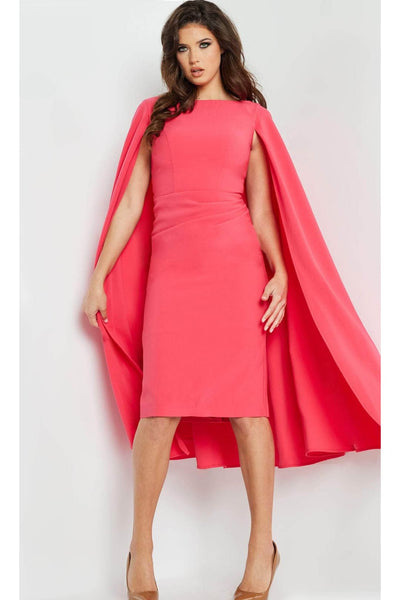 Jovani - 09756 Cape Cocktail Dress with Bateau Neck - Prom