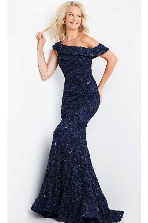 Jovani 09766 - One Shoulder Rosette Evening Dress - Prom