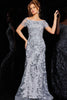 Jovani - 09810 Evening Gown with Off-Shoulder Metallic Lace - Prom