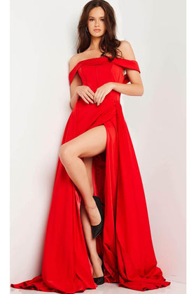 Jovani 09874 - Off Shoulder Overskirt Prom Gown