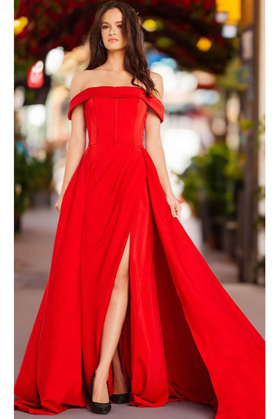 Jovani 09874 - Off Shoulder Overskirt Prom Gown - Prom