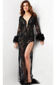 Jovani 09881 - Beaded Plunging V-Neck Evening Dress - Prom