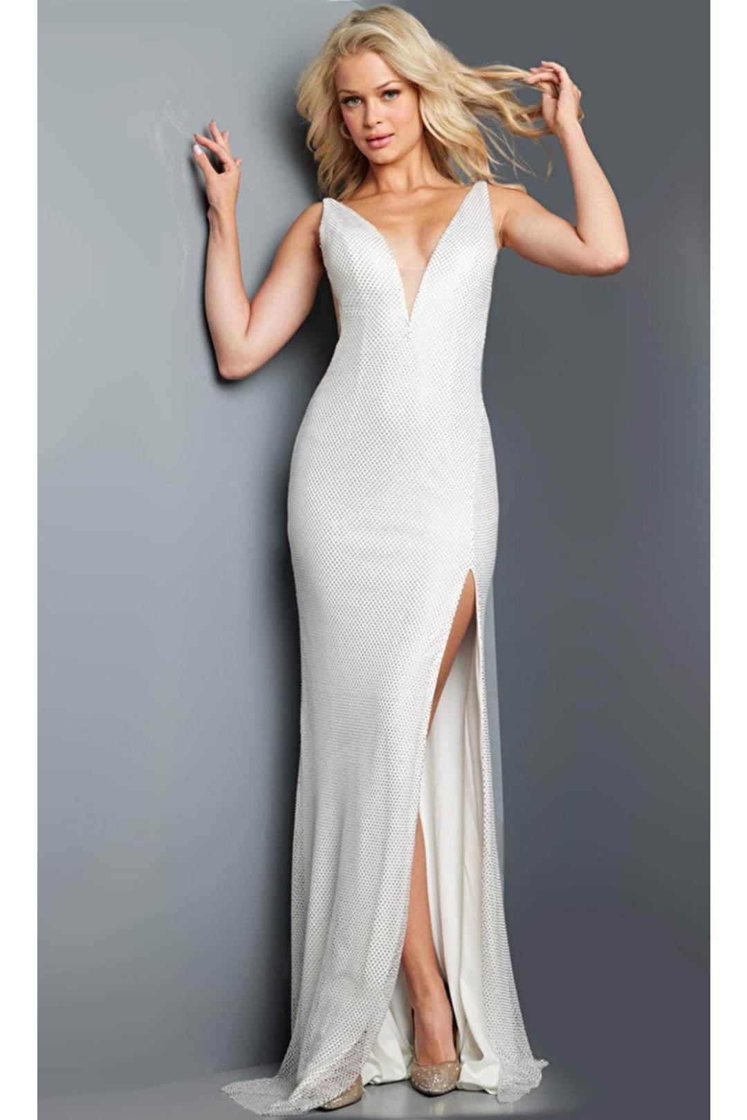 Jovani 09891 - Beaded V-Neck Prom Dress - Prom