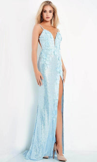 Jovani - 1012 Sequin Prom Gown with V-Neck - Prom