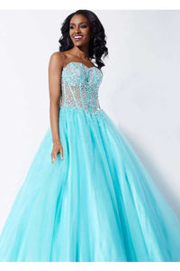 Jovani 1332 - Bedazzled Strapless A-Line Gown with Sweetheart Corset - Prom