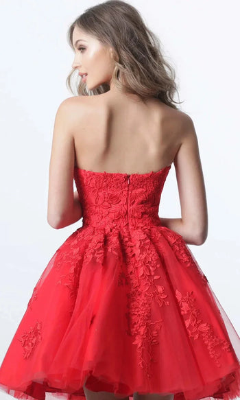 Jovani 1830 - Strapless Floral A-line Dress