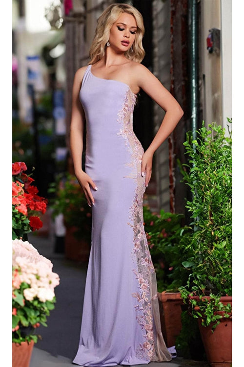 Jovani 220490 - Asymmetric Floral Embroidered Gown - Prom