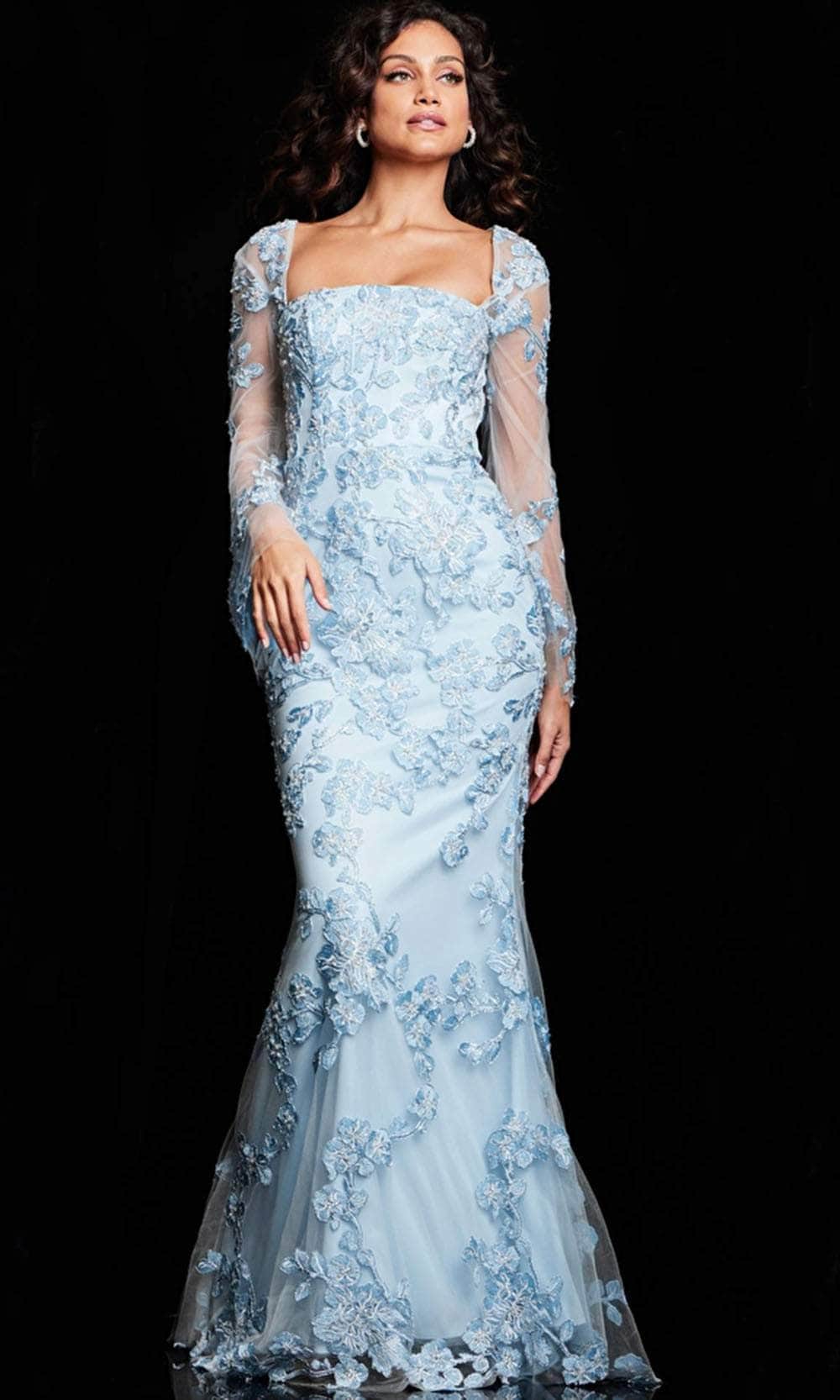 Jovani 220520 - Straight-Across Neck Embroidered Dress - Prom