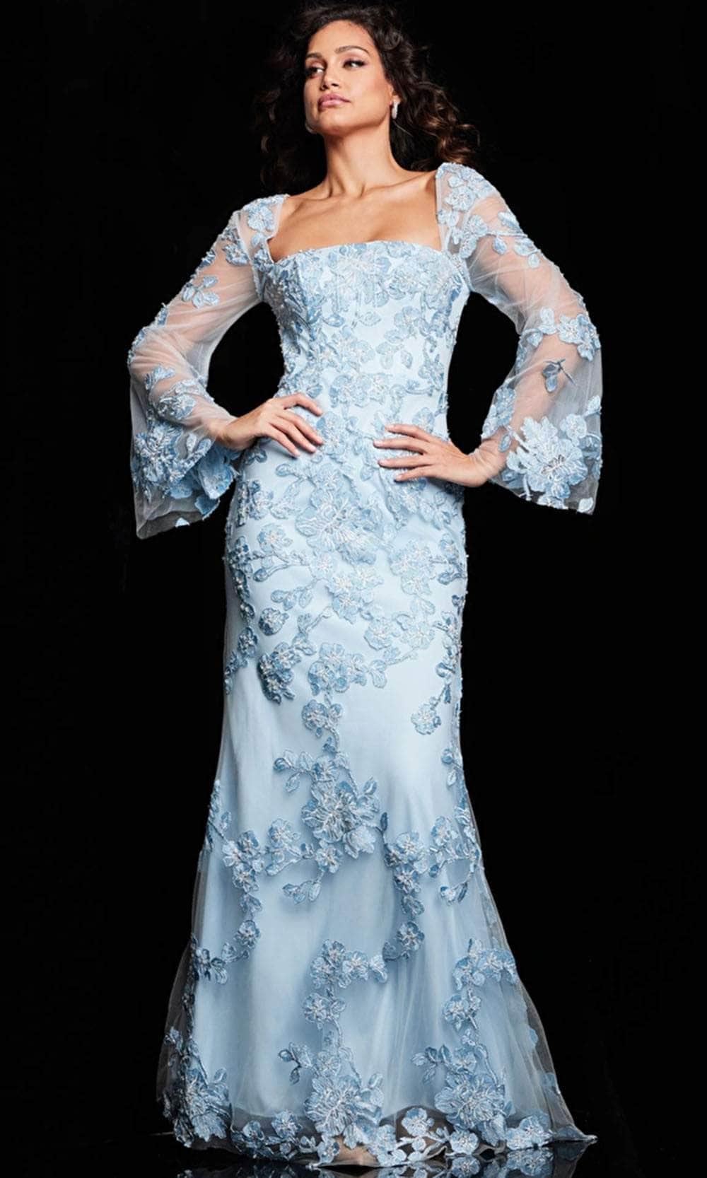 Jovani 220520 - Straight-Across Neck Embroidered Dress - Prom