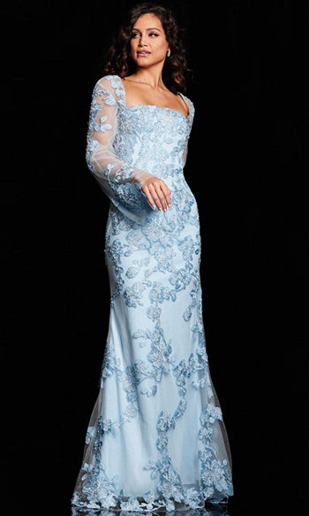 Jovani 220520 - Straight-Across Neck Embroidered Dress - Prom