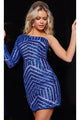 Jovani - 220610 Sequin Homecoming Dress with Long Sleeves - Prom