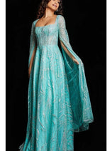 Jovani 220710 - Detachable Sleeve Sheath Evening Gown