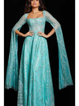 Jovani 220710 - Detachable Sleeve Sheath Evening Gown