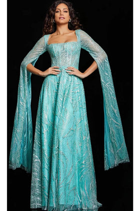 Jovani 220710 - Detachable Sleeve Sheath Evening Gown