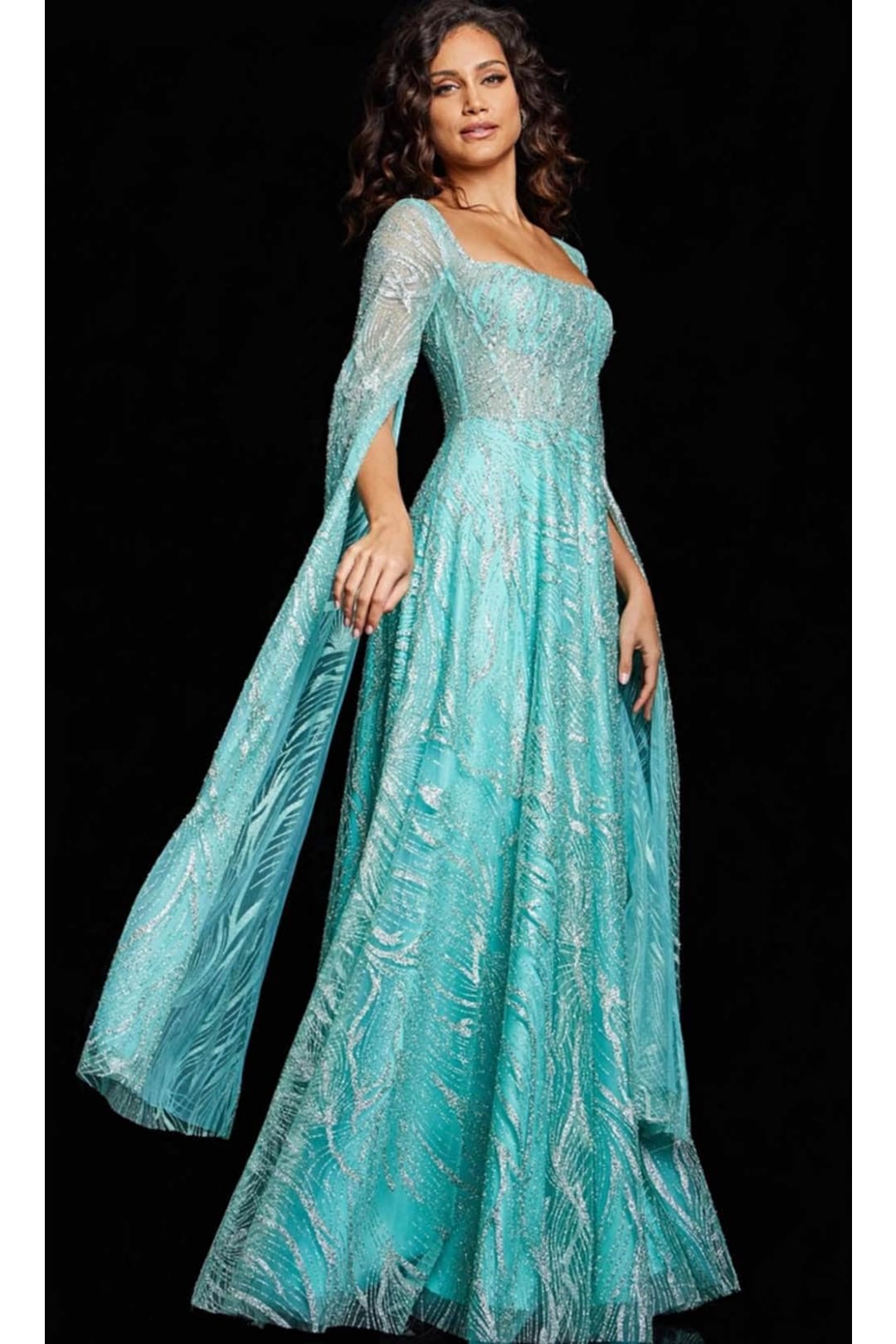 Jovani 220710 - Detachable Sleeve Sheath Evening Gown - Prom