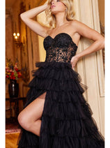 Jovani 22226 - Strapless Tiered A-Line Prom Gown