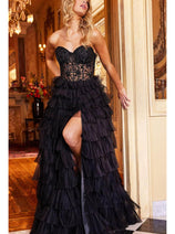 Jovani 22226 - Strapless Tiered A-Line Prom Gown