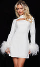 Jovani 22232 - High Neck Cutouts Cocktail Dress - White / 00 - Prom