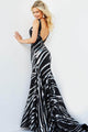 the Jovani 22314 a dazzling stripe sequin V-neck prom dress - Prom
