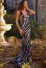 the Jovani 22314 a dazzling stripe sequin V-neck prom dress - Prom