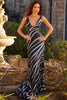 the Jovani 22314 a dazzling stripe sequin V-neck prom dress - Prom