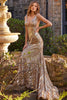 the Jovani 22314 a dazzling stripe sequin V-neck prom dress - Prom