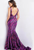 the Jovani 22314 a dazzling stripe sequin V-neck prom dress - Prom