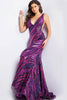 the Jovani 22314 a dazzling stripe sequin V-neck prom dress - Prom