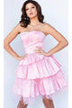 Jovani 22326 - Pleated Strapless Short Prom Dress - Pink / 00 - Prom