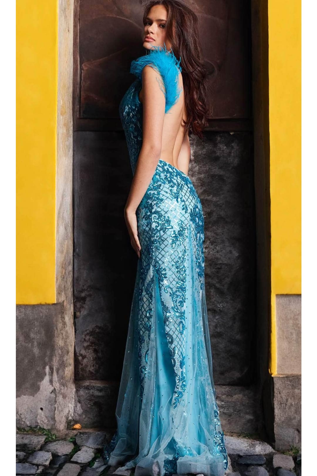 Jovani 22507 - Sequined Backless Prom Gown - Prom