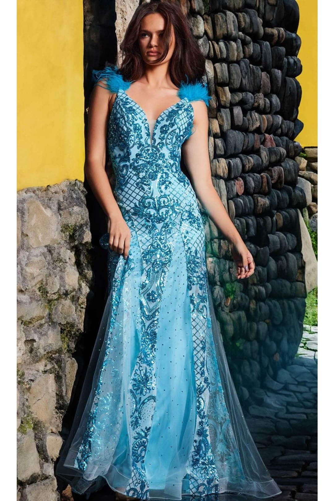 Jovani 22507 - Sequined Backless Prom Gown - Prom