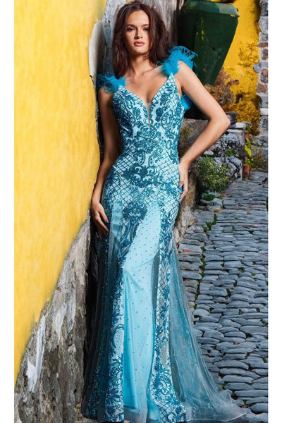 Jovani 22507 - Sequined Backless Prom Gown - Prom