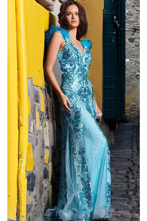 Jovani 22507 - Sequined Backless Prom Gown - Prom