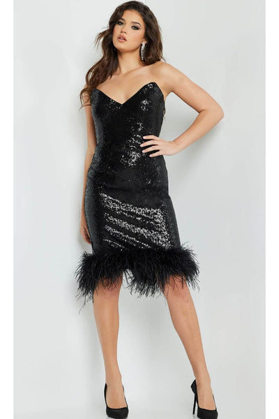 Jovani 22544 - Chic Feather-Fringed Cocktail Dress - Prom