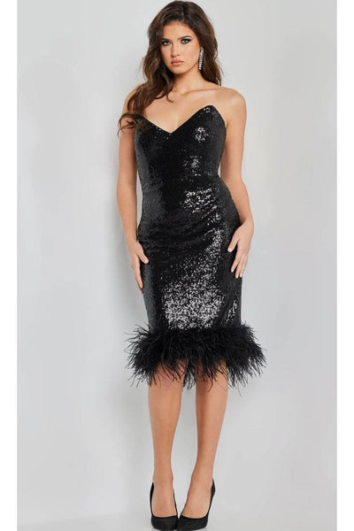 Jovani 22544 - Chic Feather-Fringed Cocktail Dress - Prom