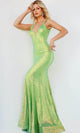 Jovani - 22824 Prom Gown with Sequined Plunging V-Neck - Prom