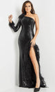 Jovani 22895 - Stunning Asymmetric Sequined Evening Gown - Prom