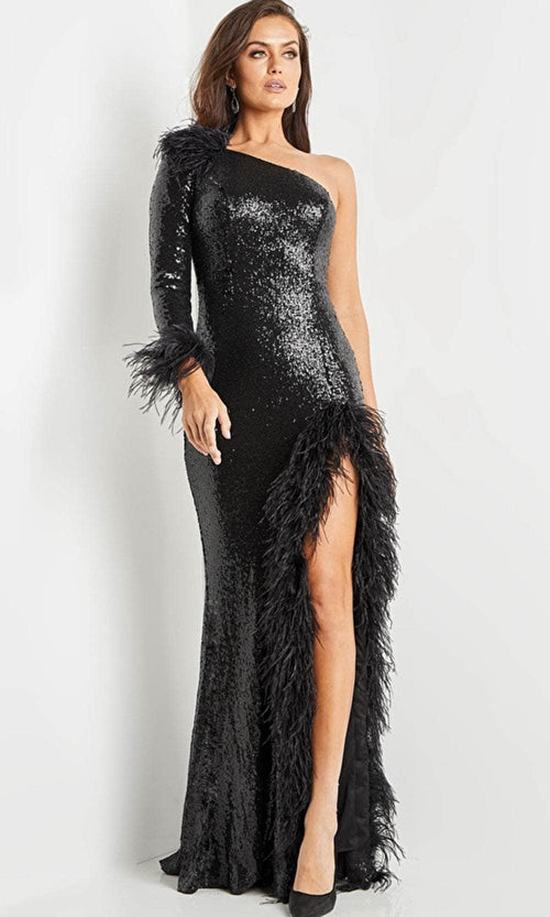 Jovani 22895 - Stunning Asymmetric Sequined Evening Gown - Prom