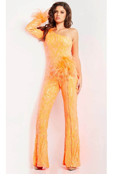 Jovani 23026 - Feather Ornate Beaded Jumpsuit - Prom