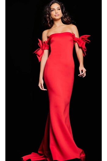 Jovani 23030 - Lace Evening Dress with Feather Fringes - Prom