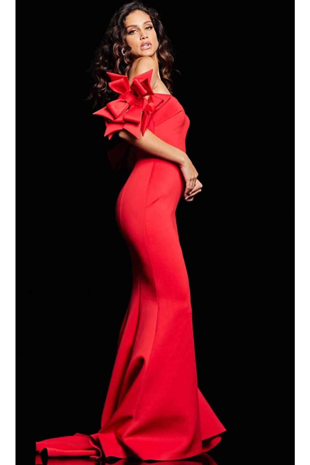 Jovani 23030 - Lace Evening Dress with Feather Fringes - Prom