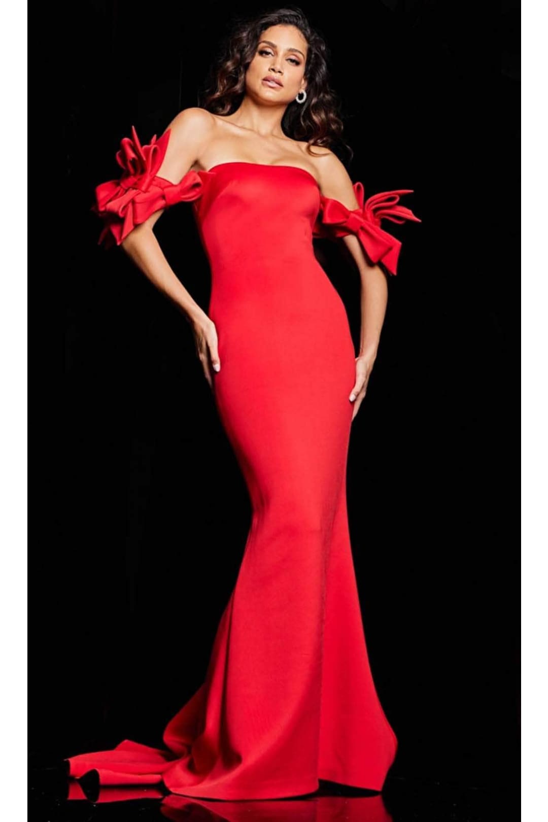 Jovani 23030 - Lace Evening Dress with Feather Fringes - Prom