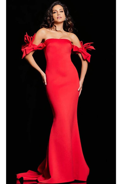 Jovani 23030 - Lace Evening Dress with Feather Fringes - Prom