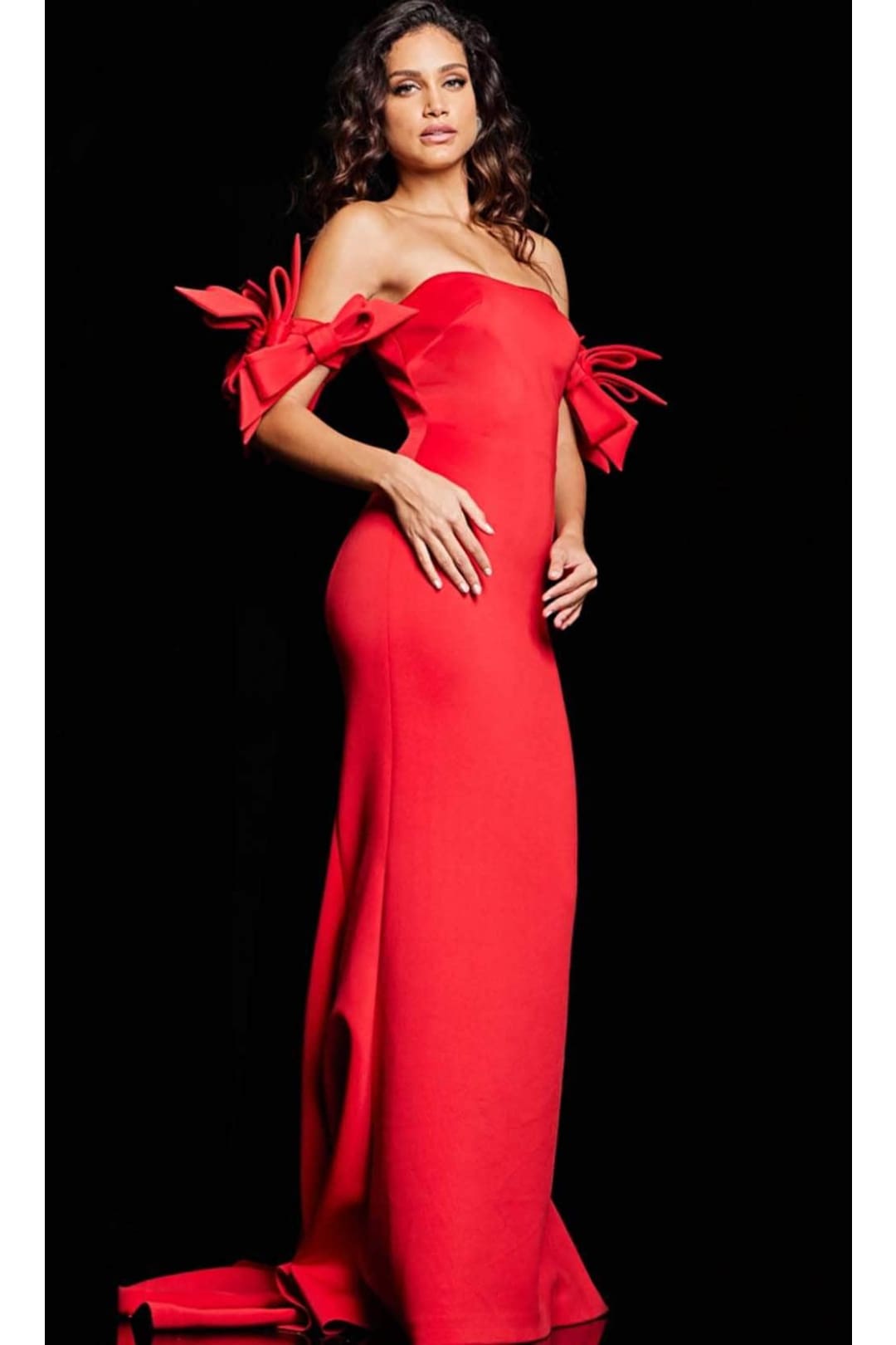 Jovani 23030 - Lace Evening Dress with Feather Fringes - Prom