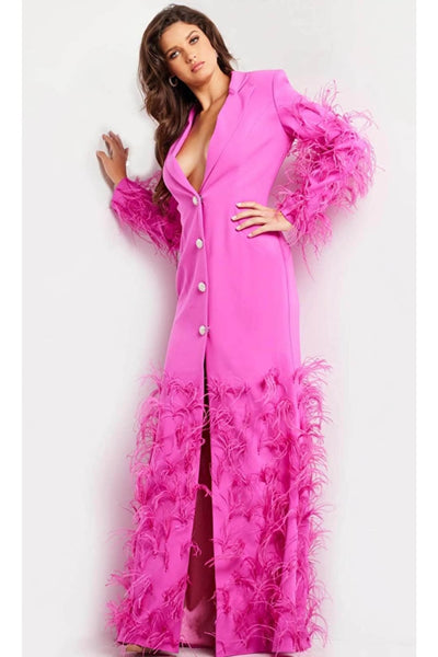 Jovani 23075 - Feather Sleeve Blazer Evening Dress - Prom