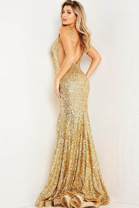 Jovani 23076 - Asymmetric Sequin Mermaid Prom Dress - Prom