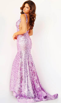 Jovani 23079 - Prom Gown with Sequined Illusion Side - Prom