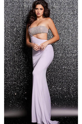 Jovani 23128 - Asymmetric Cutout Sheath Gown